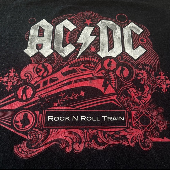 Vintage AC/DC 2008 Black Ice Tour T-Shirt Rock N Roll Train Custom Boxy Cropped - Picture 5 of 6